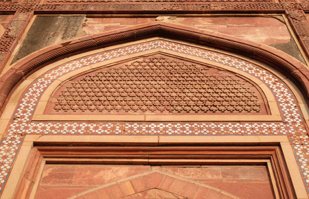 Unique architectural details of Red Fort, Agra, UNESCO World heritage site, Indiaのeditorial素材