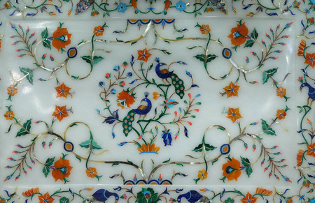 Traditional colorful floral marble tabletops for sale in Agra, Uttar Pradesh, India