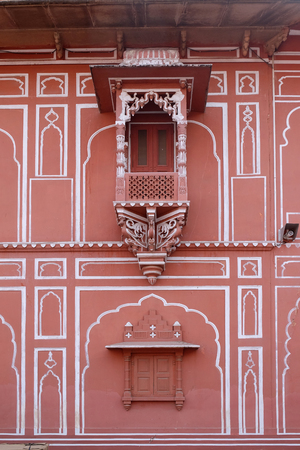 Architectural detail in Jaipur City Palace, Rajasthan, India. Palace of the Maharaja of Jaipur, the head of the Kachwaha Rajput clanのeditorial素材