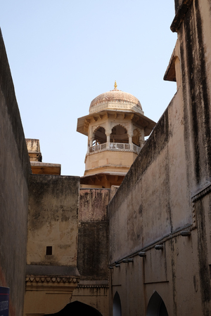 Architectural detail of Amber Fort in Jaipur, Rajasthan, Indiaのeditorial素材
