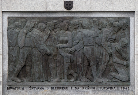 Monument for the Croatian victims in Bleiburg on Mirogoj cemetery in Zagreb, Croatiaのeditorial素材