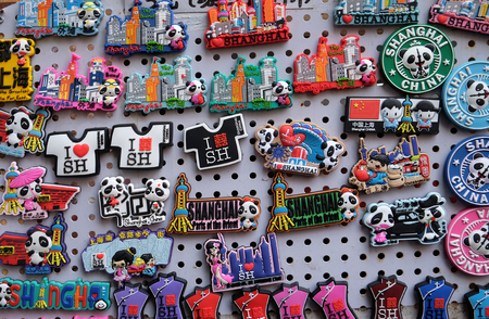 Souvenirs display in a typical shop. Qibao water village is Shanghai tourist attraction with 1 000 000 visitors year in Shanghai, Chinaの写真素材