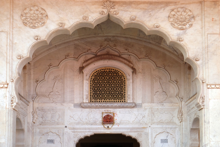 Architectural detail in Jaipur City Palace, Rajasthan, India. Palace was the seat of the Maharaja of Jaipur, the head of the Kachwaha Rajput clanのeditorial素材