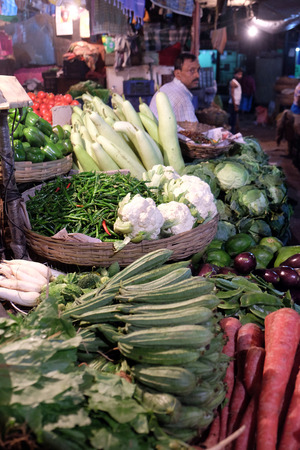 Farmer sell vegetables in New Market in Kolkata on February 11, 2016.のeditorial素材