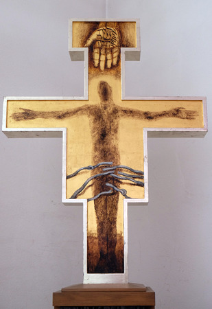Cross by Sieger Koeder in the Chapel of St. Francis in Ellwangen, Germanyのeditorial素材