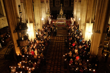 Easter vigil mass on Holy Saturday in the Zagreb Cathedral