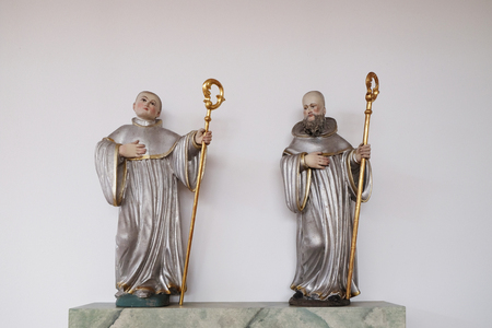 Statues of Saints in the Church of Saint Bartholomew in Leutershausen, Germanyのeditorial素材