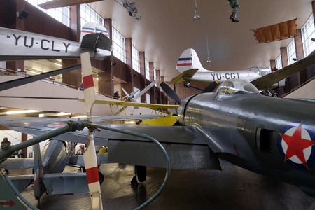 Old airplane in Nikola Tesla Technical Museum in Zagreb, Croatiaのeditorial素材