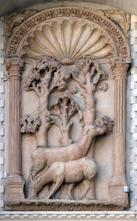 Relief detail of St. Mark's Basilica, St. Mark's Square, Venice, Italyのeditorial素材