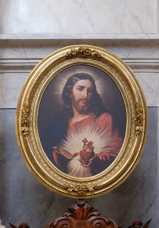 Sacred Heart of Jesus, altarpiece in the church Sant'Antonio Nuovo in Trieste, Italyのeditorial素材