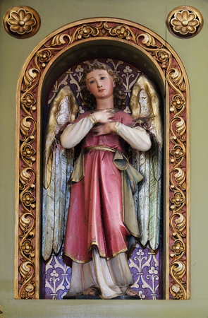 Angel, statue on the altar in the church of Saint Martin in Zagreb, Croatiaのeditorial素材
