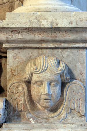 Angel statue on the altar in the Church of Our Lady of the Snows in Pupnat, Korcula island, Croatiaのeditorial素材