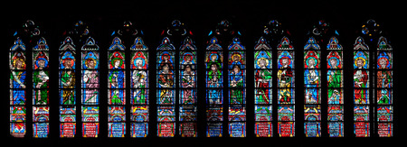 Prophets, stained glass window in the Notre Dame Cathedral, UNESCO World Heritage Site in Paris, France