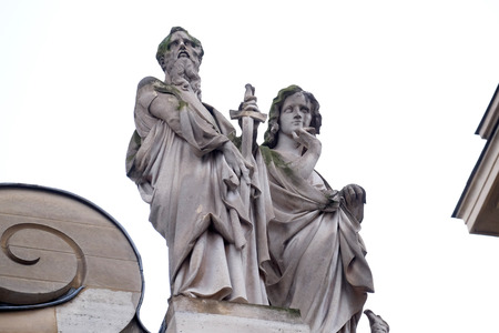 Fragment of facade of the Saint Ursule chapel of the Sorbonne in Paris, Franceのeditorial素材