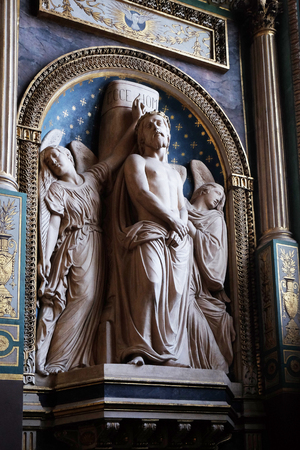 Ecce Homo by Antoine Etex in the Chapel of the Souls of Purgatory, Saint Eustache church in Paris, Franceのeditorial素材