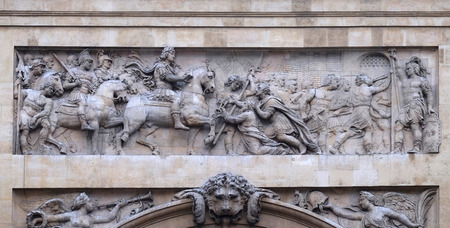 Capture of the town of Maastricht, detail of the Porte Saint Denis is a Parisian monument located in...