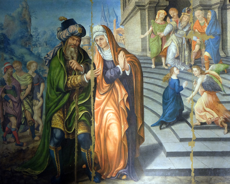 The Presentation of the Virgin at the Temple, altarpiece in the Saint Germain l'Auxerrois church in Paris, Franceのeditorial素材
