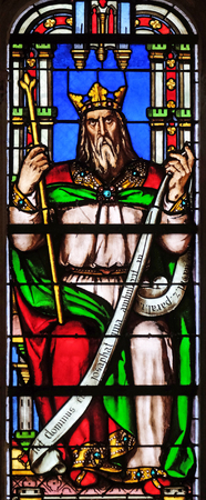 King Jehoshaphat, stained glass window from Saint Germain-l'Auxerrois church in Paris, Franceのeditorial素材