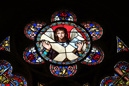 Angel, stained glass window from Saint Germain-l'Auxerrois church in Paris, Franceのeditorial素材