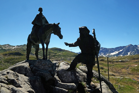 The equestrian statue of General Suvorov on Gotthard pass, Switzerlandのeditorial素材