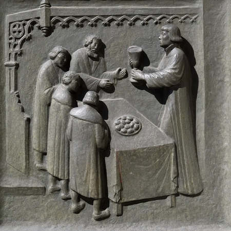 The Lord's Supper in Grossmunster after the abolishment of the Mass, Easter 1525., relief on the...
