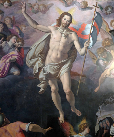 Resurrection of Christ by Santi di Tito, Basilica of Santa Croce (Basilica of the Holy Cross) in Florence, Italyのeditorial素材