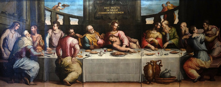 The Last Supper of Christ by Giorgio Vasari, Basilica di Santa Croce (Basilica of the Holy Cross) in Florence, Italyのeditorial素材
