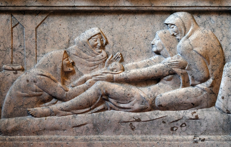 Birth of Jesus by Ivan Mestrovic in the church of St. Mark in Zagreb, Croatiaのeditorial素材