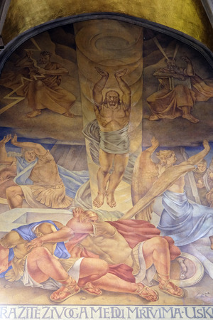 Resurrection of Christ, fresco in the church of St. Mark in Zagreb, Croatiaのeditorial素材