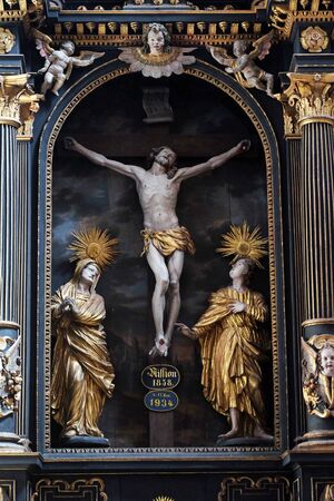 Altar of the Holy Cross in Cistercian Abbey of Bronnbach in Reicholzheim near Wertheim, Germanyの写真素材