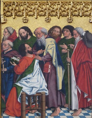 Death of the Virgin Mary, Twelve Apostles altar in St James Church in Rothenburg ob der Tauber, Germanyのeditorial素材