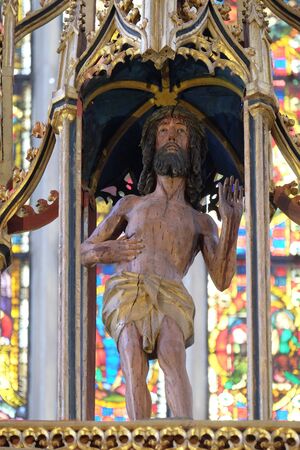 Man of Sorrows, Twelve Apostles altar in St James Church in Rothenburg ob der Tauber, Germanyのeditorial素材