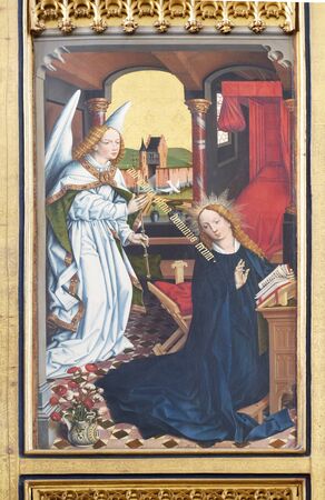 The Annunciation, Twelve Apostles altar in St James Church in Rothenburg ob der Tauber, Germanyのeditorial素材