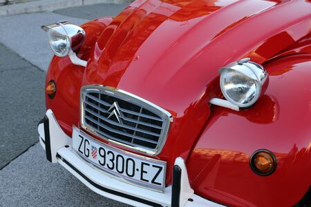 Citroen 2CV, vintage cars exhibited during the Retro Mobile Parade in Zagreb, Croatia