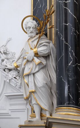 Saint Joseph statue on the The Deanâs Altar in Wurzburg Cathedral dedicated to Saint Kilian, Bavaria, Germanyのeditorial素材