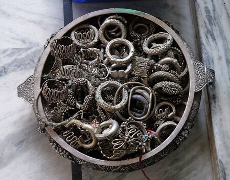 Traditional Indian bangles with different patterns, Pushkar, India