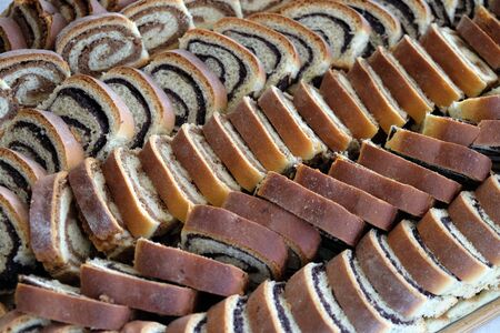 Poppy seed and walnut rollsの写真素材