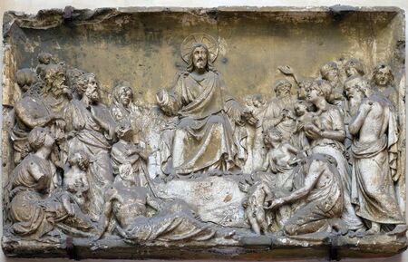 Bass relief in Basilica of Saint Sylvester the First (San Silvestro in Capite) in Rome, Italyのeditorial素材