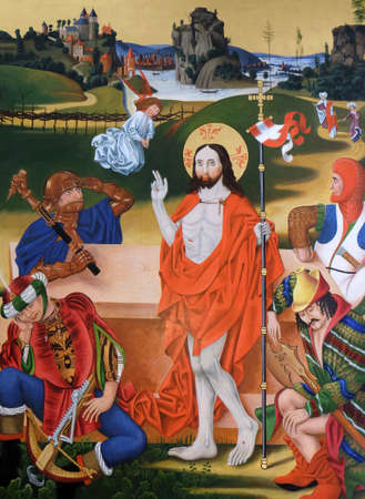 Resurrection of Christ, painting in Cistercian Abbey of Bronnbach in Reicholzheim near Wertheim, Germanyのeditorial素材