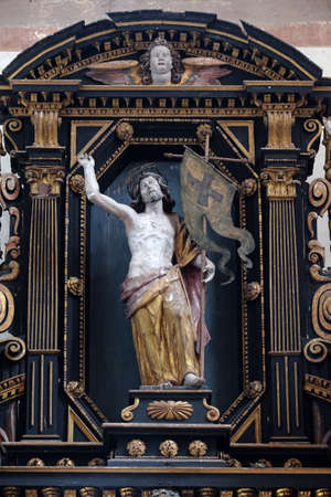 Risen Christ, statue on the altar of the Holy Cross in Cistercian Abbey of Bronnbach in Reicholzheim near Wertheim, Germany;のeditorial素材