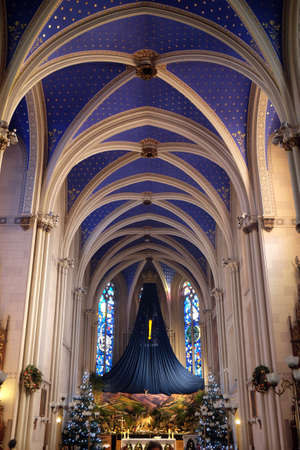 Church altar in the Christmas time, Saint Francis of Assisi church in Zagreb, Croatia