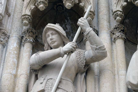 Statue of Saint George on the portal of the Zagreb cathedralのeditorial素材