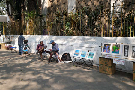 Pavement art gallery, Fort area, Kala Ghoda Art District in Mumbai, India