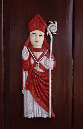 St. Blaise, the door of St. Blaise Catholic Church in Gandaulim, Goa, Indiaの写真素材