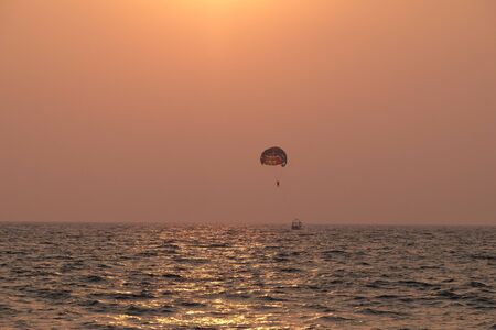 Sunset at Candolim Beach, North Goa, Indiaの写真素材