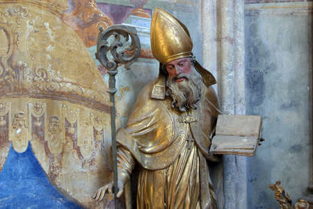 Saint Ambrose statue in the church of Immaculate Conception in Lepoglava, Croatiaのeditorial素材