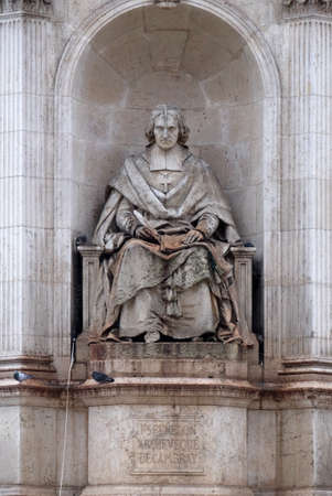 Fenelon by Francois Lanno. Fountain of the Sacred Orators, Place Saint-Sulpice in Paris, Franceのeditorial素材