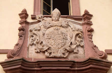 Coat of arms of Engelbert Schaffner at the Bursariat Cistercian Abbey of Bronnbach in Reicholzheim near Wertheim, Germanyのeditorial素材