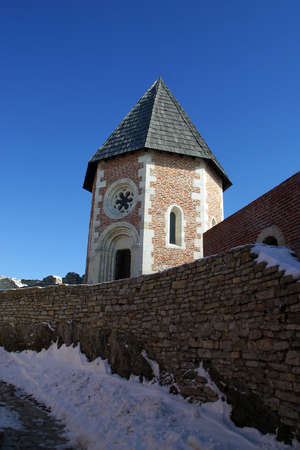 Chapel of St. Philip and St. James, Medvedgrad castle in Nature Park Medvednica in Zagreb, Croatiaのeditorial素材