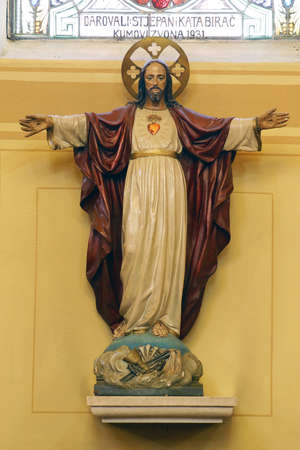 Sacred Heart of Jesus statue in the church of the Assumption in Stenjevec, Zagreb, Croatiaのeditorial素材